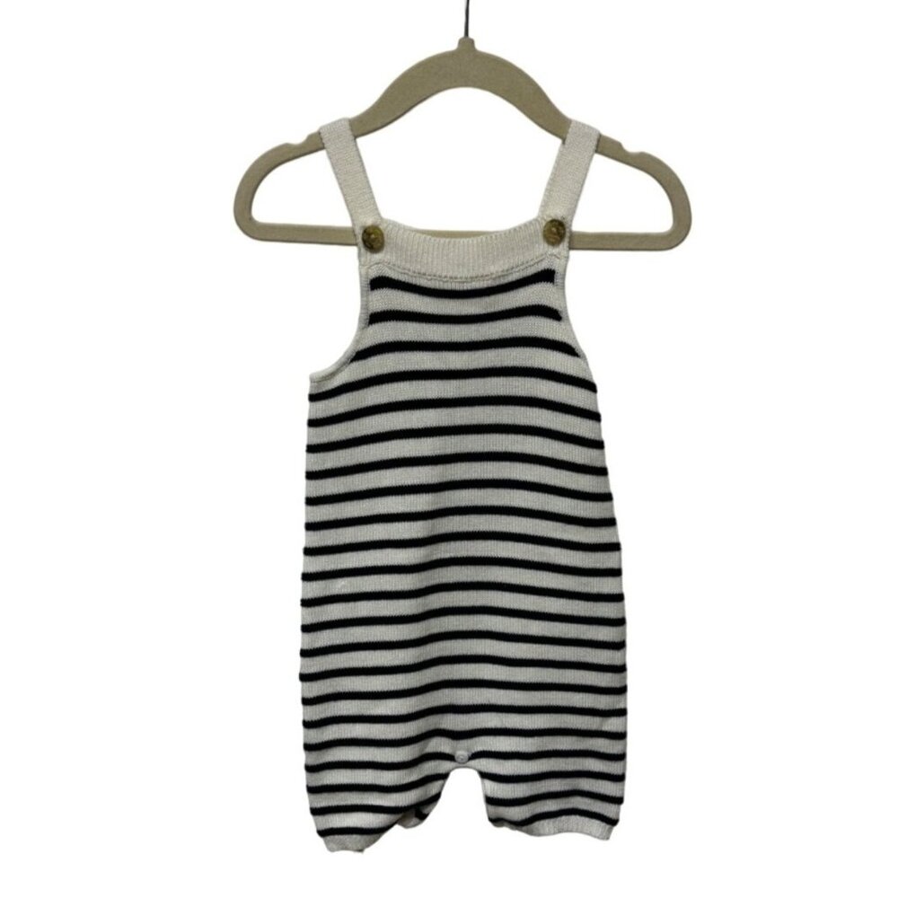 Janie & Jack White/Blue Striped Sweater Overall Infant Baby Unisex Size 6-12mo